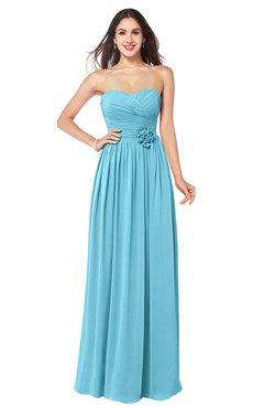 ColsBM Sunny Light Blue Romantic Sweetheart Sleeveless Floor Length Ruching Bridesmaid Dresses