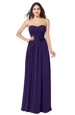 ColsBM Sunny Royal Purple Romantic Sweetheart Sleeveless Floor Length Ruching Bridesmaid Dresses