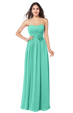 ColsBM Sunny Seafoam Green Romantic Sweetheart Sleeveless Floor Length Ruching Bridesmaid Dresses