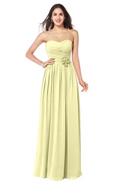ColsBM Sunny Wax Yellow Romantic Sweetheart Sleeveless Floor Length Ruching Bridesmaid Dresses