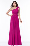 ColsBM Arabella Hot Pink Glamorous A-line Backless Chiffon Floor Length Plus Size Bridesmaid Dresses