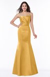 ColsBM Sara Gold Simple Strapless Zip up Floor Length Sash Bridesmaid Dresses
