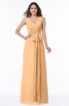 ColsBM Pearl Apricot Glamorous V-neck Sleeveless Chiffon Floor Length Plus Size Bridesmaid Dresses
