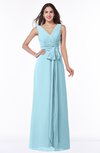 ColsBM Pearl Aqua Glamorous V-neck Sleeveless Chiffon Floor Length Plus Size Bridesmaid Dresses