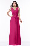 ColsBM Pearl Beetroot Purple Glamorous V-neck Sleeveless Chiffon Floor Length Plus Size Bridesmaid Dresses