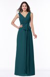 ColsBM Pearl Blue Green Glamorous V-neck Sleeveless Chiffon Floor Length Plus Size Bridesmaid Dresses