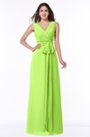 ColsBM Pearl Bright Green Glamorous V-neck Sleeveless Chiffon Floor Length Plus Size Bridesmaid Dresses