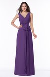 ColsBM Pearl Dark Purple Glamorous V-neck Sleeveless Chiffon Floor Length Plus Size Bridesmaid Dresses