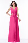 ColsBM Pearl Fandango Pink Glamorous V-neck Sleeveless Chiffon Floor Length Plus Size Bridesmaid Dresses
