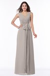 ColsBM Pearl Fawn Glamorous V-neck Sleeveless Chiffon Floor Length Plus Size Bridesmaid Dresses