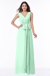 ColsBM Pearl Honeydew Glamorous V-neck Sleeveless Chiffon Floor Length Plus Size Bridesmaid Dresses