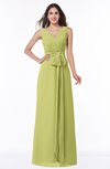 ColsBM Pearl Linden Green Glamorous V-neck Sleeveless Chiffon Floor Length Plus Size Bridesmaid Dresses
