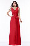 ColsBM Pearl Red Glamorous V-neck Sleeveless Chiffon Floor Length Plus Size Bridesmaid Dresses