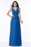 ColsBM Pearl Royal Blue Glamorous V-neck Sleeveless Chiffon Floor Length Plus Size Bridesmaid Dresses