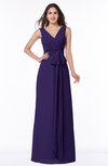 ColsBM Pearl Royal Purple Glamorous V-neck Sleeveless Chiffon Floor Length Plus Size Bridesmaid Dresses