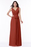 ColsBM Pearl Rust Glamorous V-neck Sleeveless Chiffon Floor Length Plus Size Bridesmaid Dresses