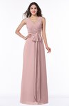ColsBM Pearl Silver Pink Glamorous V-neck Sleeveless Chiffon Floor Length Plus Size Bridesmaid Dresses