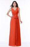 ColsBM Pearl Tangerine Tango Glamorous V-neck Sleeveless Chiffon Floor Length Plus Size Bridesmaid Dresses