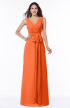 ColsBM Pearl Tangerine Glamorous V-neck Sleeveless Chiffon Floor Length Plus Size Bridesmaid Dresses