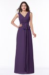 ColsBM Pearl Violet Glamorous V-neck Sleeveless Chiffon Floor Length Plus Size Bridesmaid Dresses