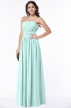 ColsBM Maia Blue Glass Classic Strapless Sleeveless Chiffon Floor Length Ribbon Plus Size Bridesmaid Dresses