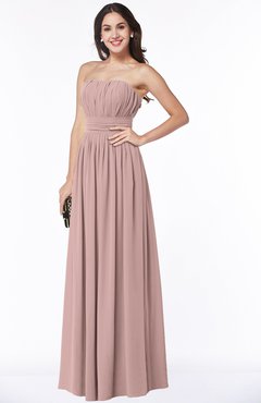 ColsBM Maia Blush Pink Classic Strapless Sleeveless Chiffon Floor Length Ribbon Plus Size Bridesmaid Dresses