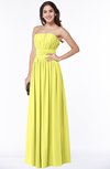 ColsBM Maia Pale Yellow Classic Strapless Sleeveless Chiffon Floor Length Ribbon Plus Size Bridesmaid Dresses