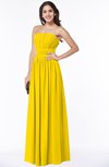 ColsBM Maia Yellow Classic Strapless Sleeveless Chiffon Floor Length Ribbon Plus Size Bridesmaid Dresses