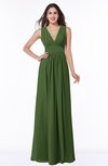 ColsBM Bonnie Garden Green Traditional V-neck Zip up Chiffon Floor Length Ruching Plus Size Bridesmaid Dresses