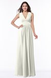 ColsBM Bonnie Ivory Traditional V-neck Zip up Chiffon Floor Length Ruching Plus Size Bridesmaid Dresses