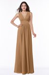 ColsBM Bonnie Light Brown Traditional V-neck Zip up Chiffon Floor Length Ruching Plus Size Bridesmaid Dresses