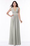 ColsBM Bonnie Platinum Traditional V-neck Zip up Chiffon Floor Length Ruching Plus Size Bridesmaid Dresses