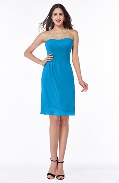 ColsBM Giavanna Cornflower Blue Modern A-line Strapless Half Backless Chiffon Plus Size Bridesmaid Dresses