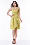 ColsBM Laila Misted Yellow Modern A-line Strapless Zip up Chiffon Pleated Plus Size Bridesmaid Dresses
