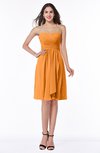 ColsBM Laila Orange Modern A-line Strapless Zip up Chiffon Pleated Plus Size Bridesmaid Dresses