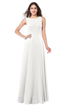 ColsBM Hazel Cloud White Modern A-line Sleeveless Zip up Floor Length Pleated Plus Size Bridesmaid Dresses
