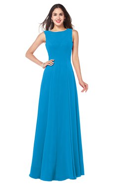 ColsBM Hazel Cornflower Blue Modern A-line Sleeveless Zip up Floor Length Pleated Plus Size Bridesmaid Dresses