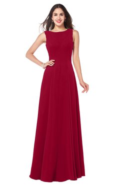 ColsBM Hazel Dark Red Modern A-line Sleeveless Zip up Floor Length Pleated Plus Size Bridesmaid Dresses