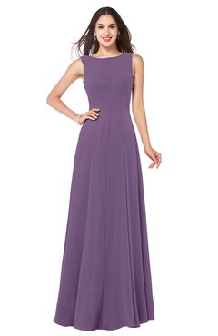 ColsBM Hazel Eggplant Modern A-line Sleeveless Zip up Floor Length Pleated Plus Size Bridesmaid Dresses