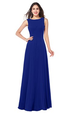 ColsBM Hazel Electric Blue Modern A-line Sleeveless Zip up Floor Length Pleated Plus Size Bridesmaid Dresses