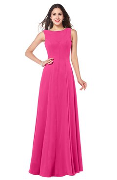ColsBM Hazel Fandango Pink Modern A-line Sleeveless Zip up Floor Length Pleated Plus Size Bridesmaid Dresses