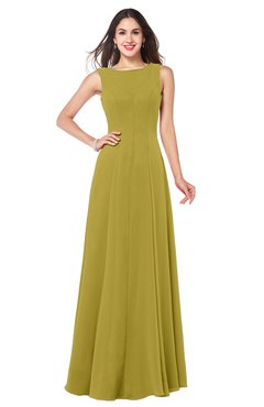 ColsBM Hazel Golden Olive Modern A-line Sleeveless Zip up Floor Length Pleated Plus Size Bridesmaid Dresses