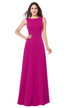 ColsBM Hazel Hot Pink Modern A-line Sleeveless Zip up Floor Length Pleated Plus Size Bridesmaid Dresses