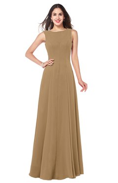 ColsBM Hazel Indian Tan Modern A-line Sleeveless Zip up Floor Length Pleated Plus Size Bridesmaid Dresses