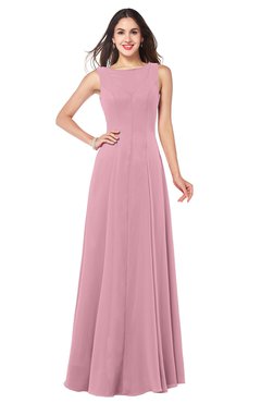 ColsBM Hazel Light Coral Modern A-line Sleeveless Zip up Floor Length Pleated Plus Size Bridesmaid Dresses