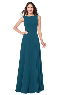 ColsBM Hazel Moroccan Blue Modern A-line Sleeveless Zip up Floor Length Pleated Plus Size Bridesmaid Dresses