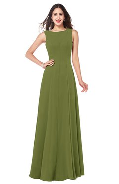 ColsBM Hazel Olive Green Modern A-line Sleeveless Zip up Floor Length Pleated Plus Size Bridesmaid Dresses