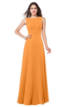 ColsBM Hazel Orange Modern A-line Sleeveless Zip up Floor Length Pleated Plus Size Bridesmaid Dresses