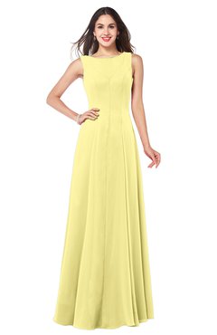 ColsBM Hazel Pastel Yellow Modern A-line Sleeveless Zip up Floor Length Pleated Plus Size Bridesmaid Dresses