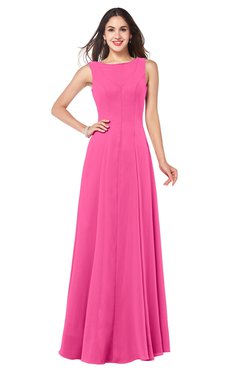 ColsBM Hazel Rose Pink Modern A-line Sleeveless Zip up Floor Length Pleated Plus Size Bridesmaid Dresses